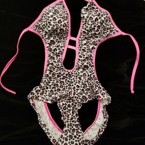 Sexy Leopard Club Monokini One Piece Lingerie